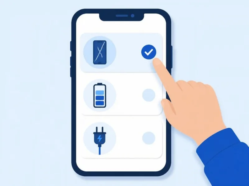 Tapping the problem on a phone checklist